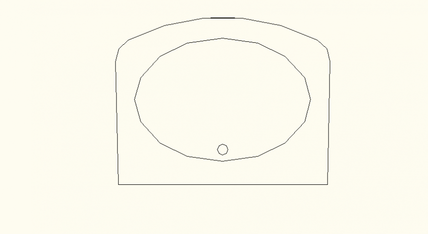 Ellipse shaped detail elevation and plan of wash basin