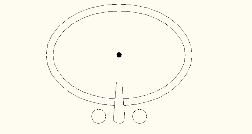 Ellipse shaped wash basin detail elevation autocad file