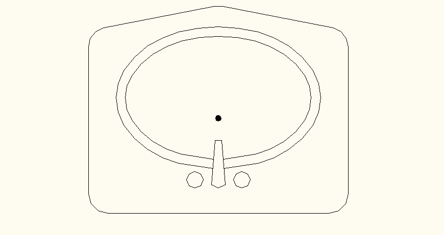 Ellipse shaped wash basin detail elevation layout plan