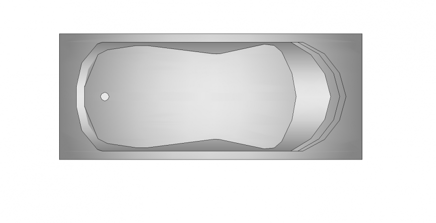 Elliptical shape design view of bath tub with sanitary view dwg file