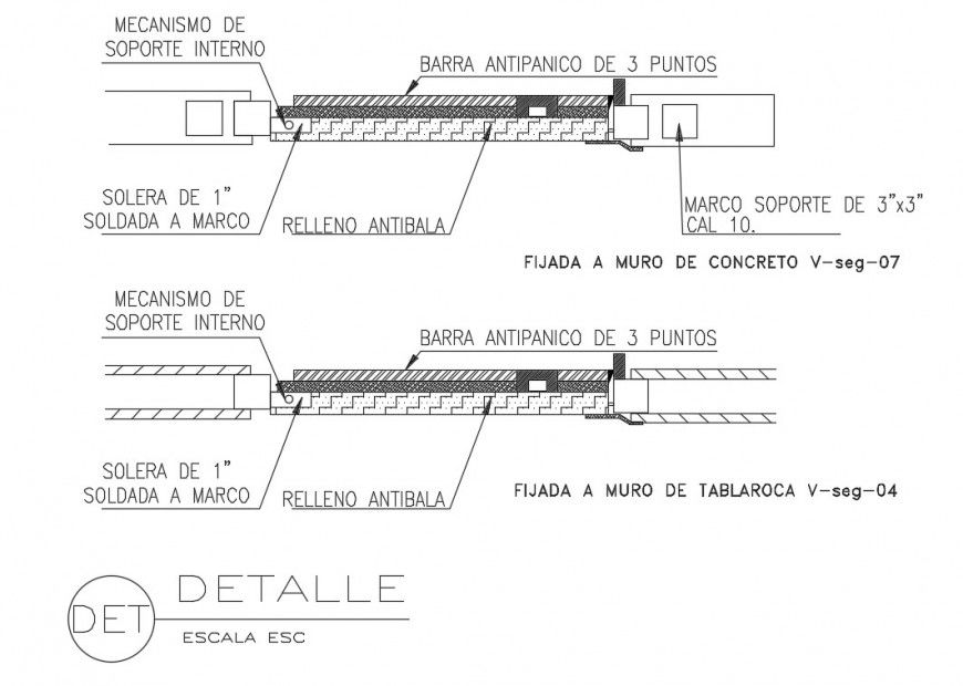 Emergency door plant cad drawing details dwg file