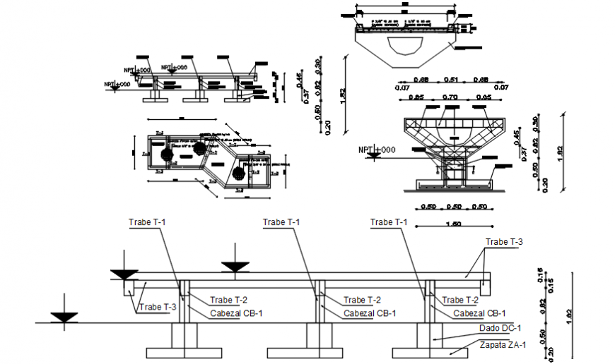 Emergency exit ramp section and constructive structure drawing details dwg file