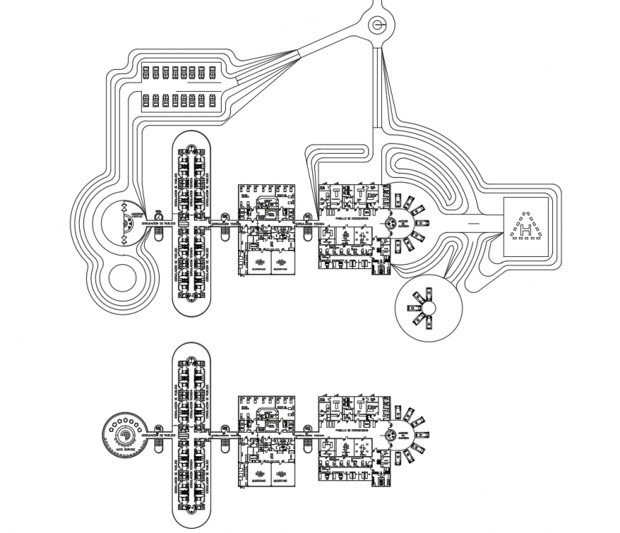 Emergency general hospital floor plan distribution cad drawing details dwg file