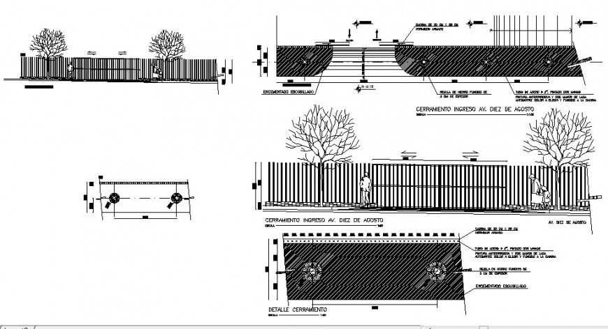 Enclosure entrance av ten of agostd plan and elevation detail dwg file