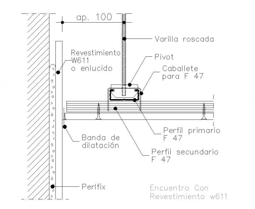 Encounter with coating section plan detail dwg file