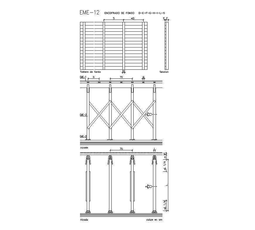 Enforced embedded structure CAD construction block detail 2d view layout dwg file