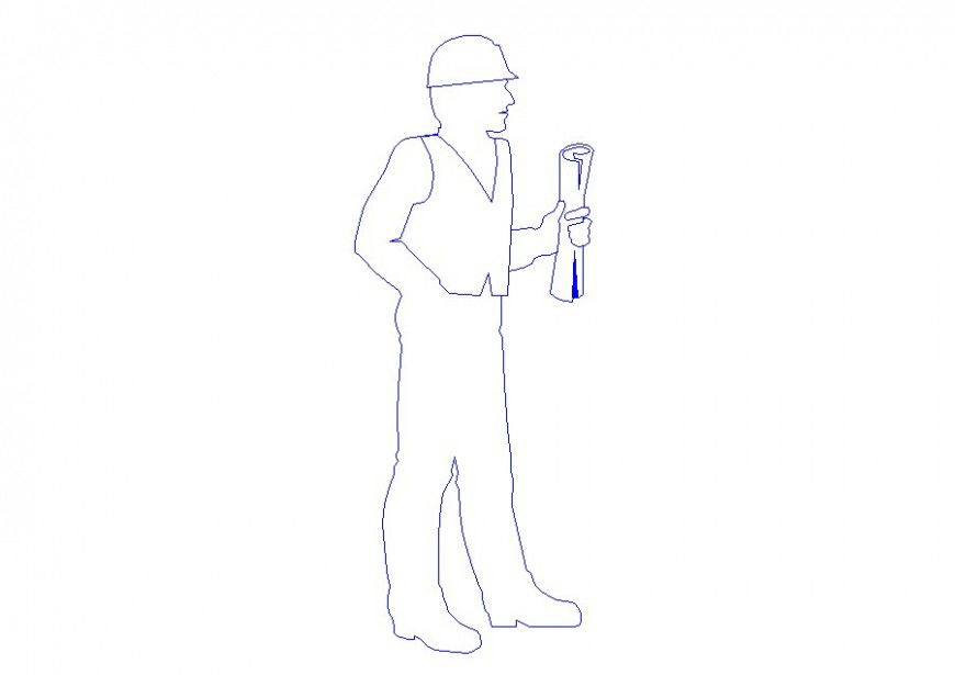 Engineer employee elevation block cad drawing details dwg file