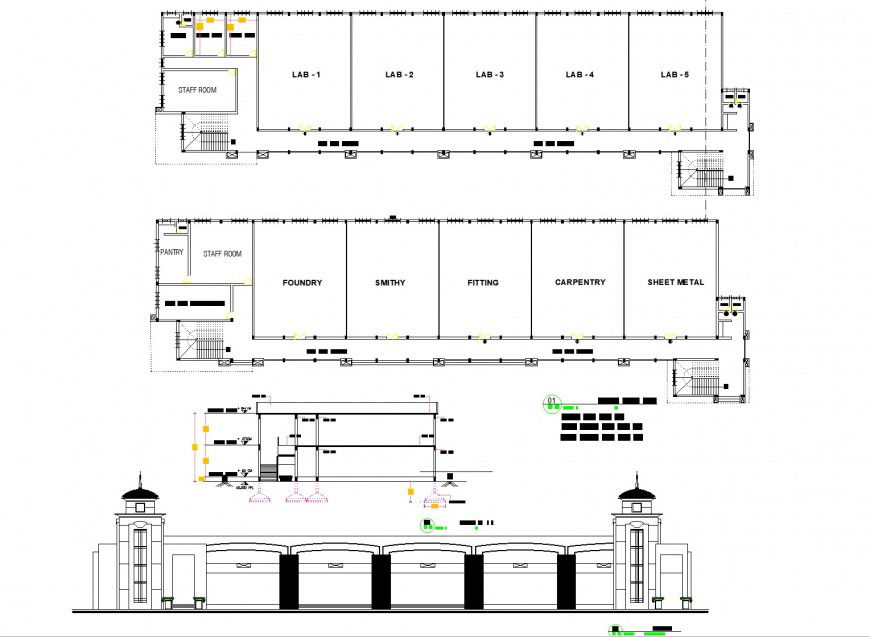 Engineering collage paripally work shop plan detail dwg file