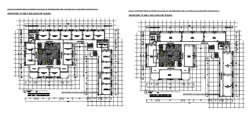Engineering college first and second floor layout plan details dwg file
