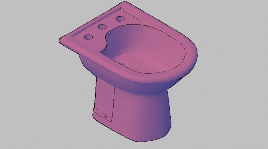 English toilet detail elevation layout 3d file