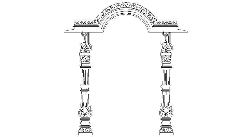 Entrance design drawings 2d view elevation dwg file
