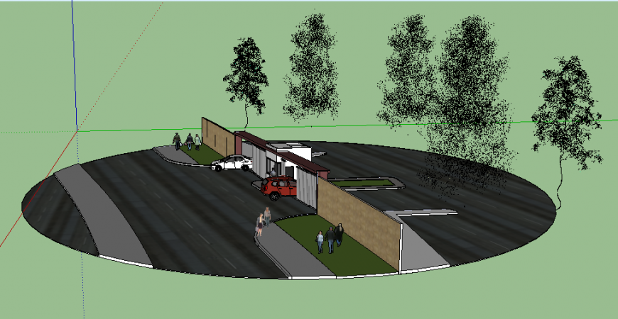 Entrance gate 3d drawing details of industrial park skp file