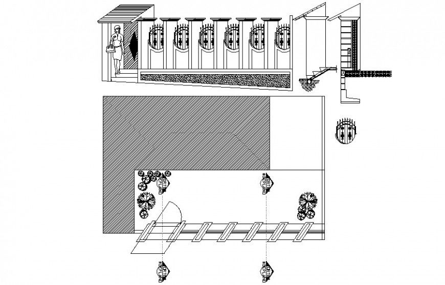 Entrance gate and boundary wall drawing in Autocad file