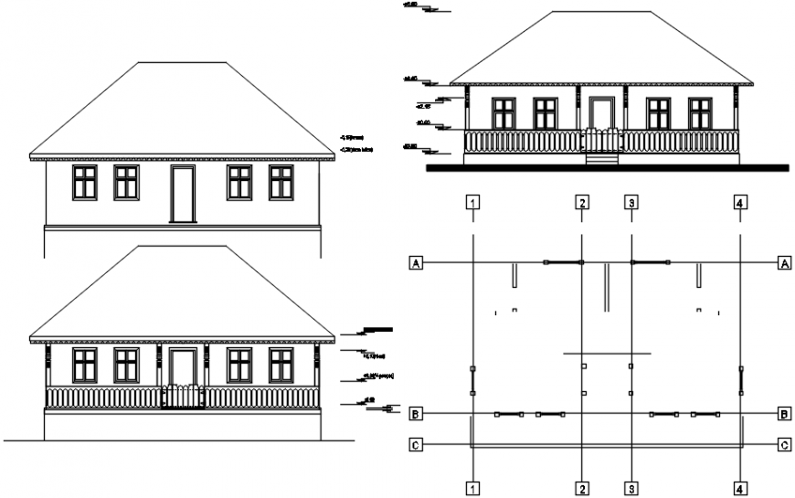 Entrance gate front design model section details