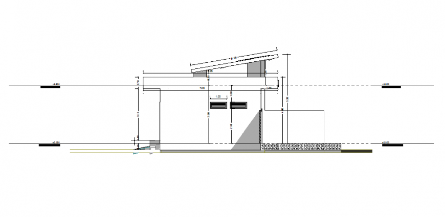 Entry access gate sectional details of industrial plant dwg file