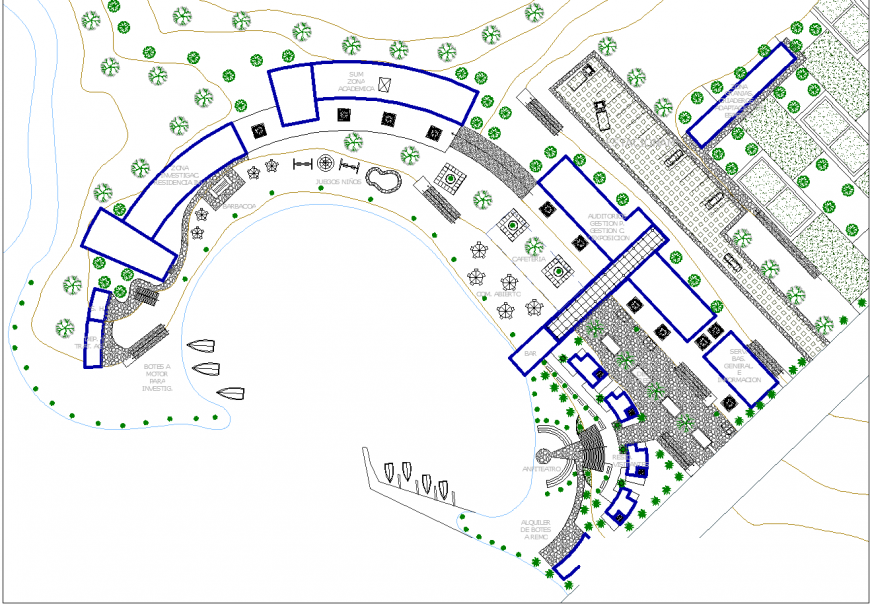 Environmental center design drawing in dwg file.