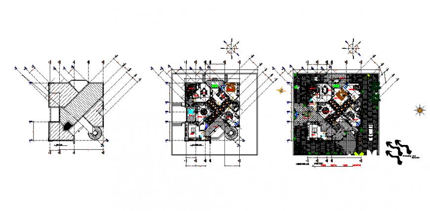 Environmental villa plan drawing in dwg file.