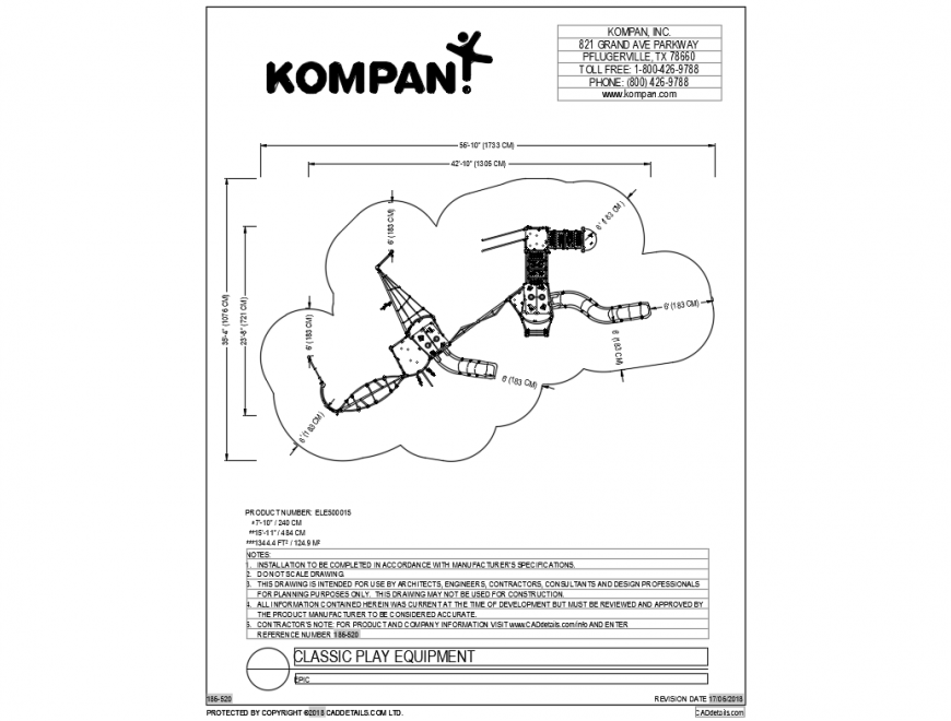 Epic kid's garden slice play equipment details dwg file