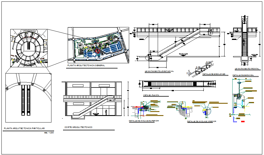 Escalator plan drawings dwg, escalator elevator detail dwg file