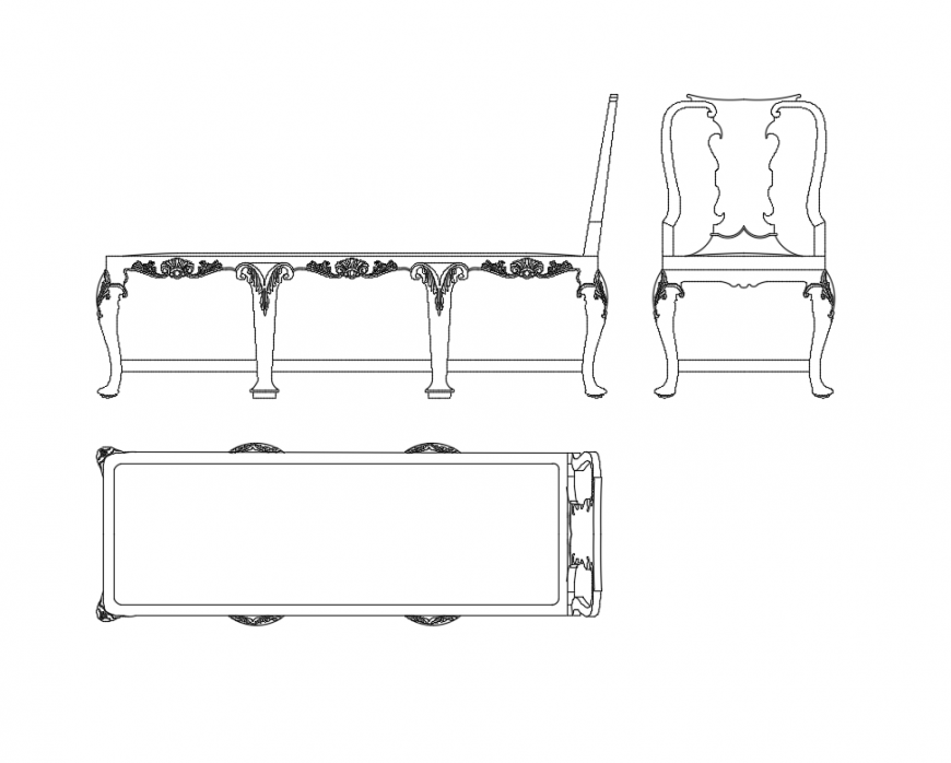 European classical flexible sofa bed all sided elevations cad block details dwg file