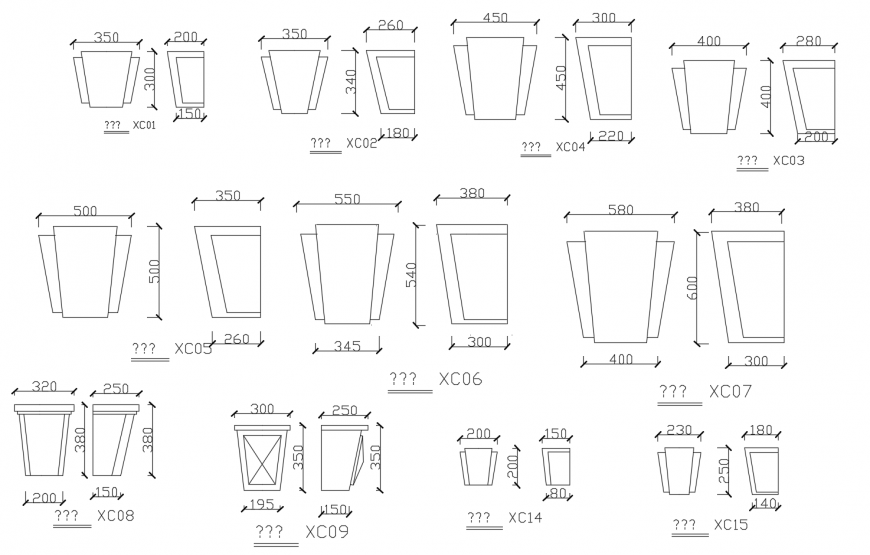 European design components detail 2d view dwg file
