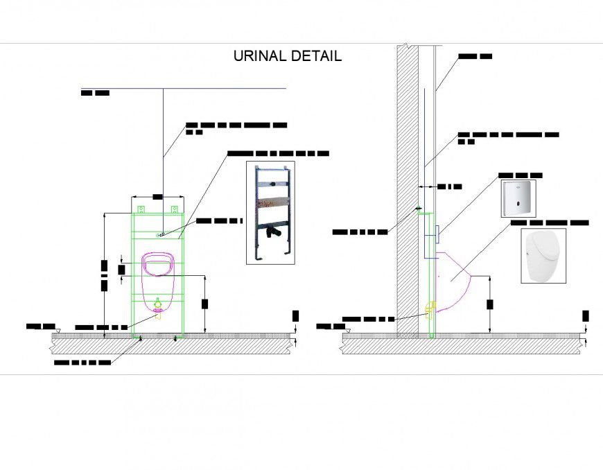 Execution detail for sanitary fixtures dwg file