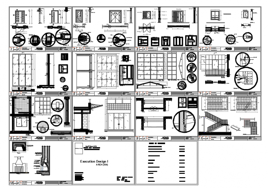 Execution of the portfolio details windows and doors cad structure details dwg file