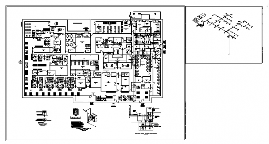 Executive fire installation detail design in big hospital design drawing