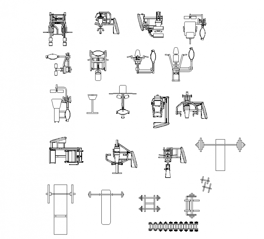Exercise equipment design for Jim area dwg file