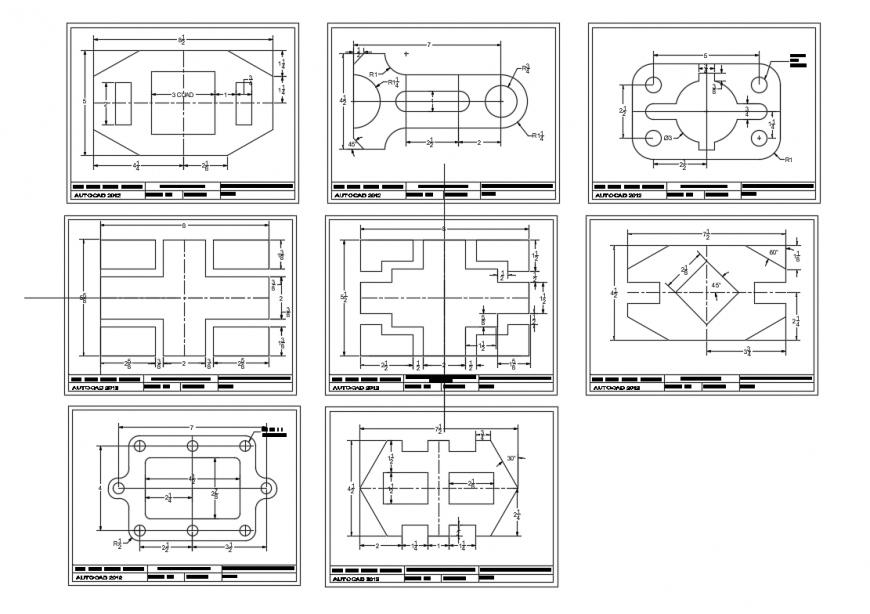 Exercises circles with offset and trim with embedded lines structure details dwg fil