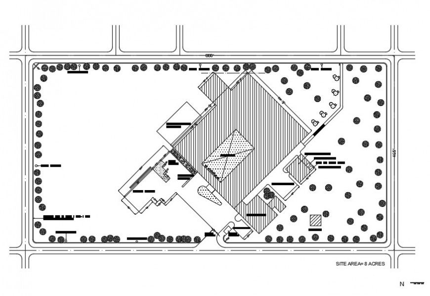 Existing Building and area detailing 2d view autocad file
