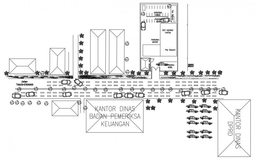 Existing building site details 2d view autocad software file