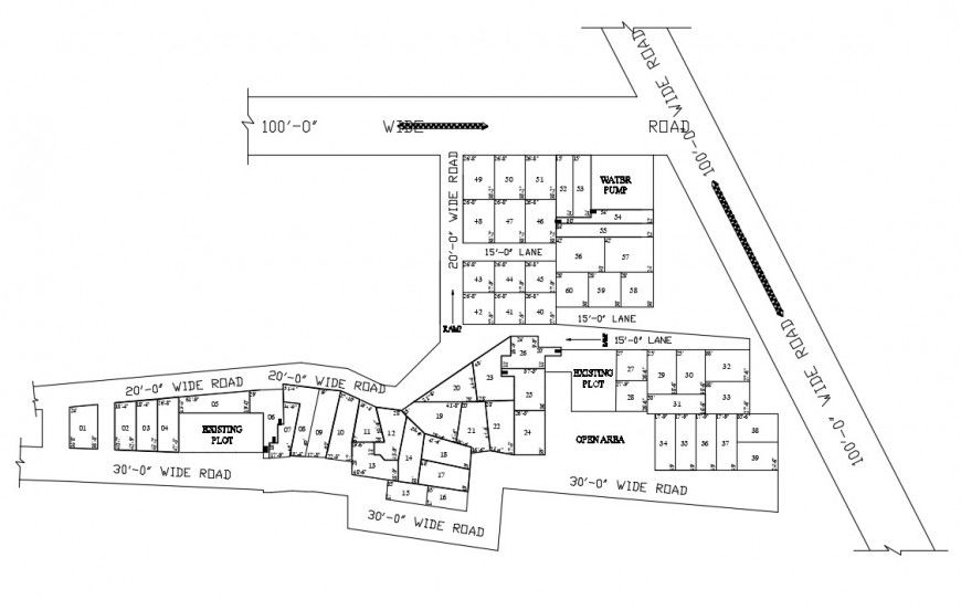 Existing building site plan and landscaping details dwg file