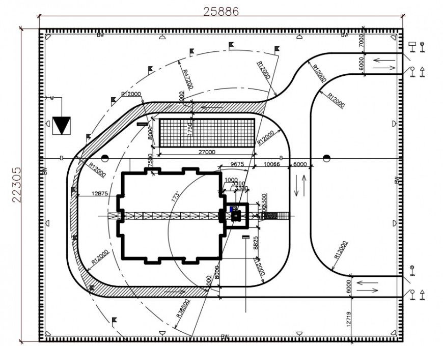 Existing building site plan cad drawing details dwg file