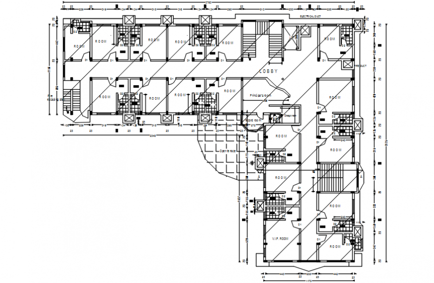 Existing first floor layout plan cad file