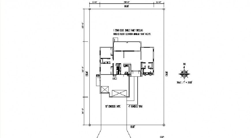Existing floor framing plan details of one family house dwg file