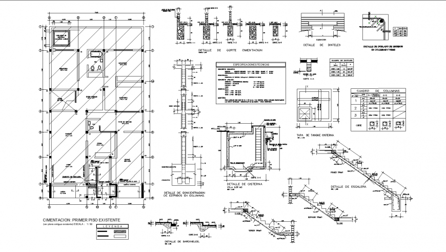 Existing floor primer foundation detail drawing in dwg AutoCAD file.