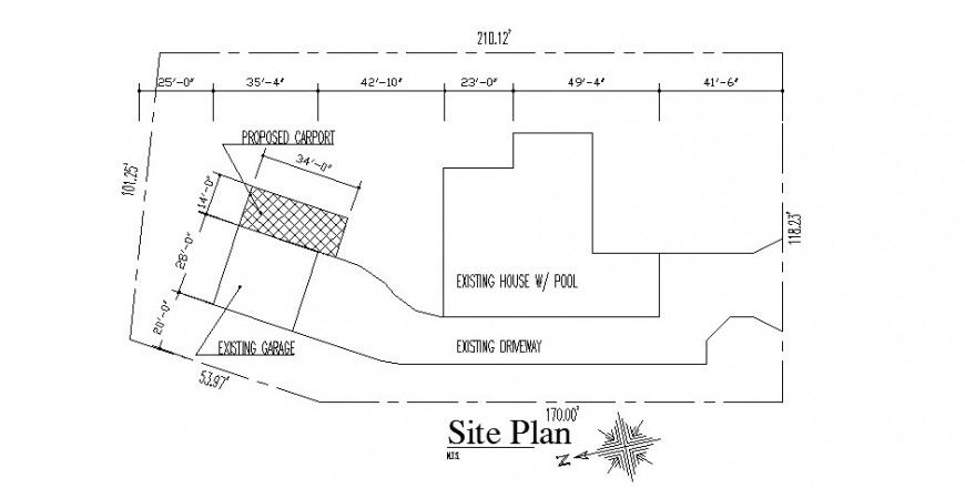 Existing garage proposed site plan cad drawing details dwg file