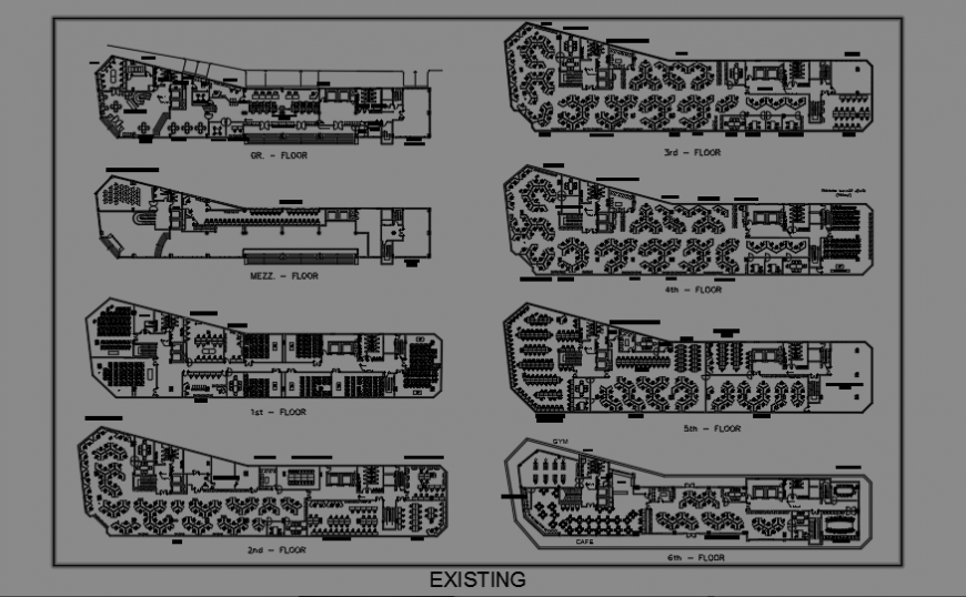 Existing Layout design drawing of commercial building design drawing