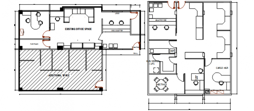 Existing office floor plan distribution cad drawing details dwg file