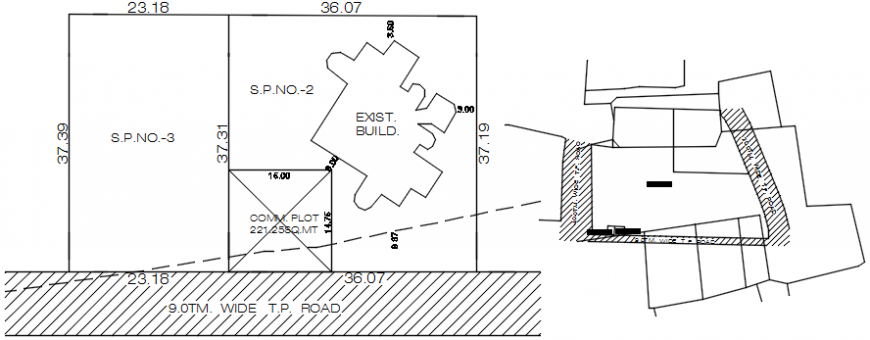 Existing residential building site plan auto-cad drawing details dwg file