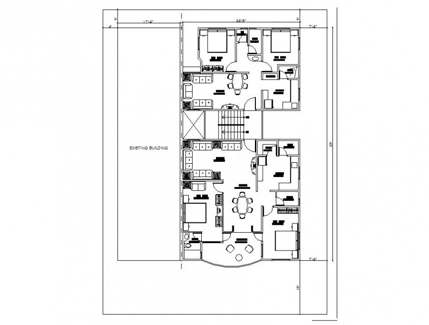 Existing residential house building floor plan layout cad drawing details dwg file