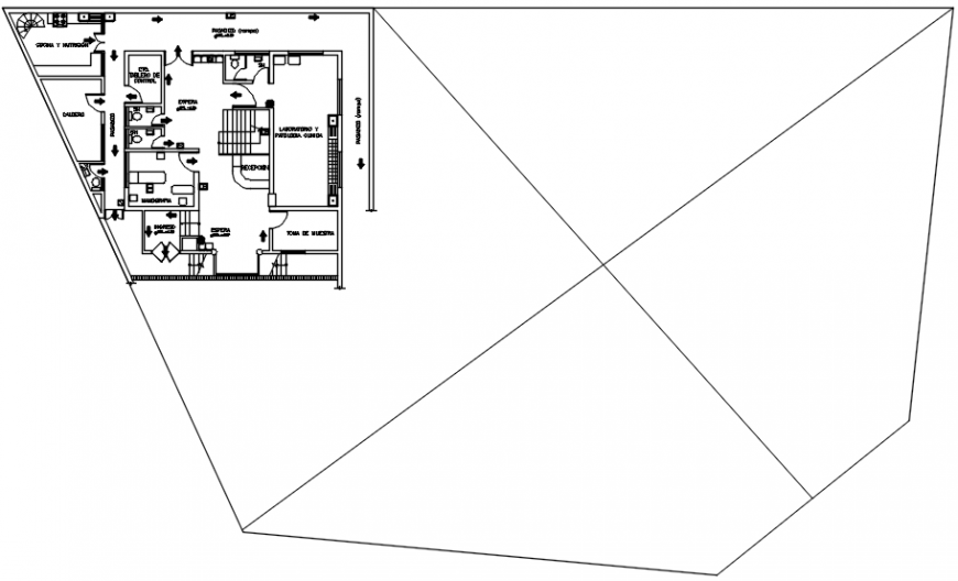 Exit area route of ground floor plan of clinic in AutoCAD
