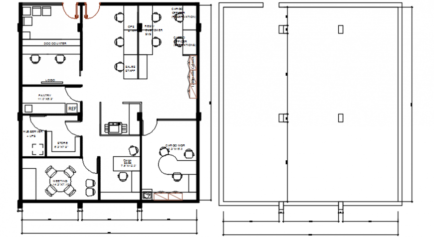 Exiting office layout plan and cover plan cad drawing details dwg file