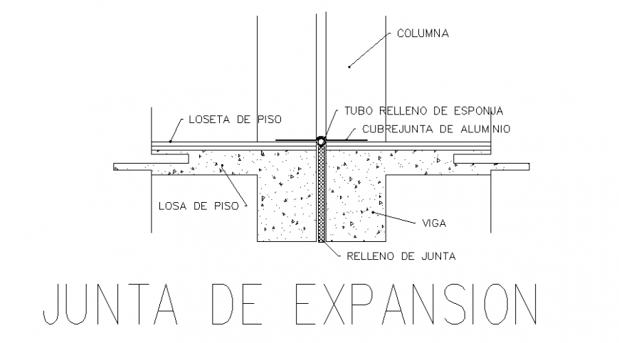 Expansion joint structure drawing in dwg file.