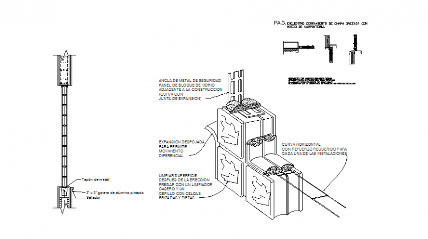 Expansion stripped to allow for differential movement section detail dwg file