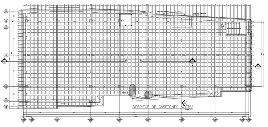 Exploded view of roof caissons with frame support view dwg file