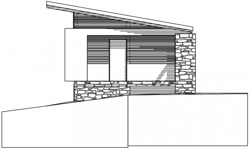 Exposed material elevation of house cad file