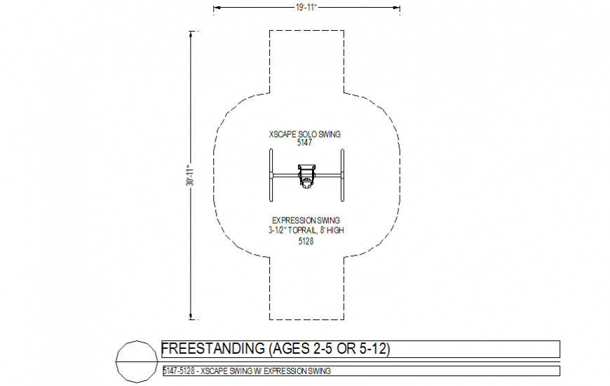 EXpression swing plan with freestanding view dwg file