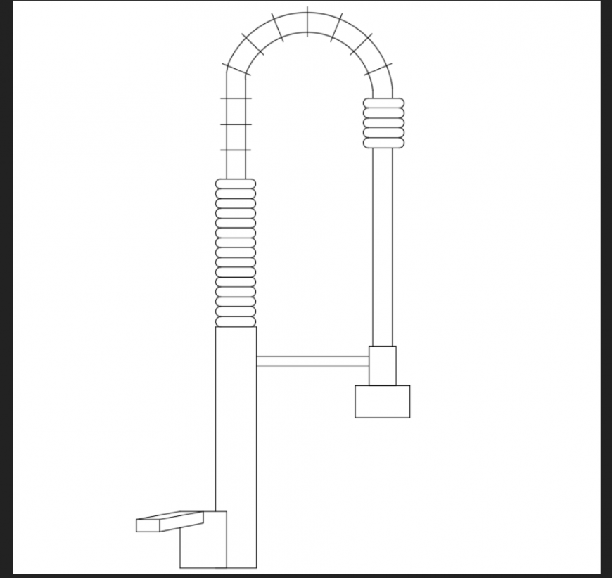 Extendable kitchen single tap cad block design dwg file